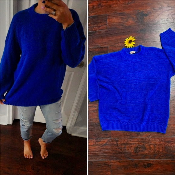BLUE CREW VINTAGE OVERSIZED CHUNKY 💙 SWEATER 💙💙 - Picture 2 of 10